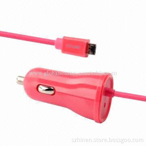 Car Charger, 5V/1A Output with Micro 5-pin, which Can Rely on Micro 5-pin Connector for Power